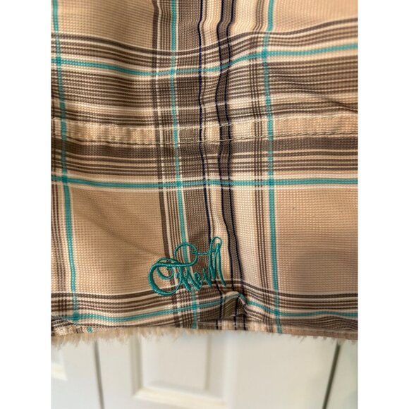 O'Neill Plaid Hood Snap Closure Jacket Convertible Vest Faux Fur Lining M Surfer - Picture 4 of 9